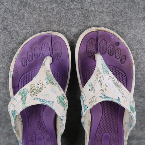 Casual Shoes Womens 40 Sandals Flip Flops Slip On Flat Dog Print Comfort Active - Picture 6 of 10